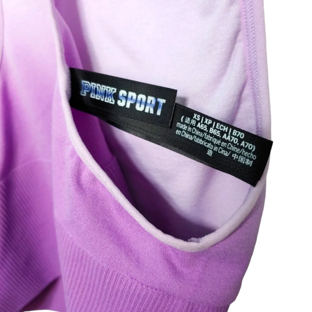 VICTORIA'S SECRET PINK SPORT Racerback Seamless SportsBra Top Lined Ombre XS - Picture 4 of 8